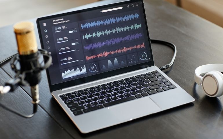 Audio files on a laptop