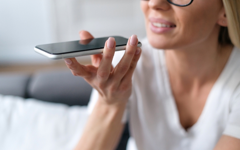 A person speaking on their smart phone